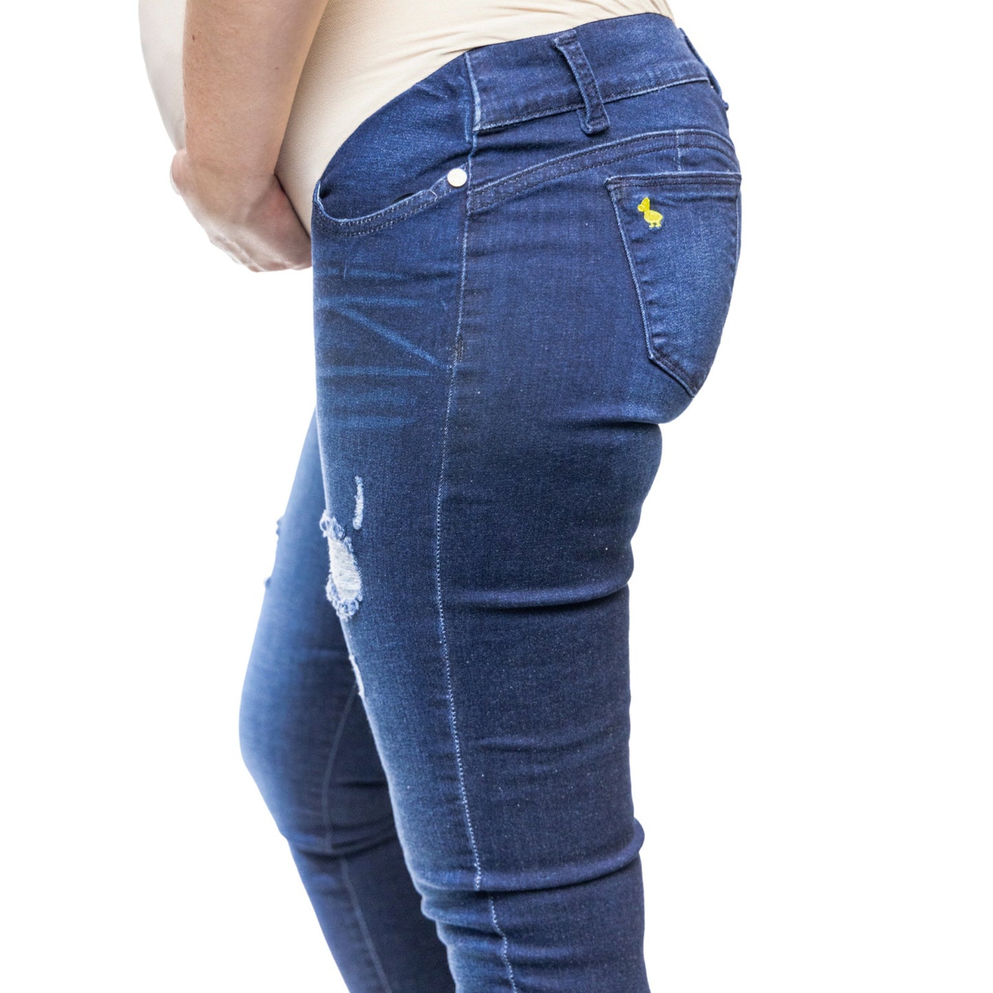 Paquete de 2 Piezas, Jeans Mujer Embarazo Negro y Azul índigo