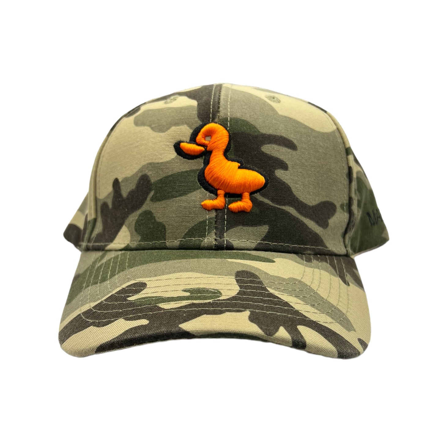 Duckshore Camuflaje verde orilla pato negro con naranja neón